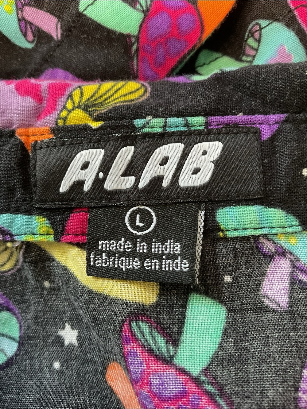 A.LAB Psychedelic Mushroom Button Front Shirt Top Size Large - Picture 5 of 6
